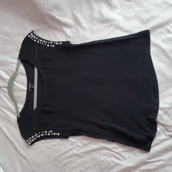 Express Black Embellished Cap Sleeves With Sheer At Shoulders - Picture 9 of 9
